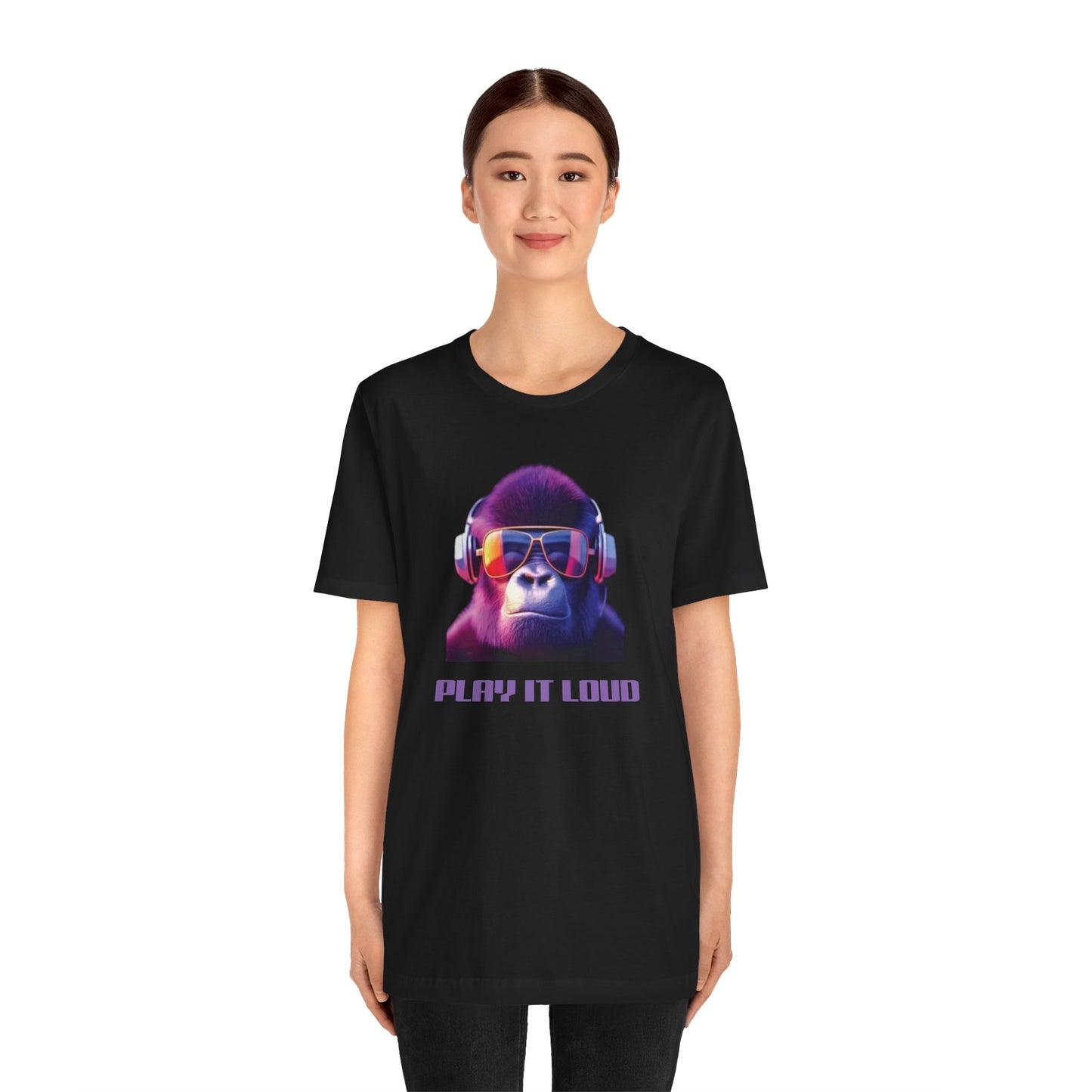 Unisex Jersey Short Sleeve Tee, gorilla tshirt, music tshirt, monkey shirt, play it loud, funny shirt, rocker tshirt