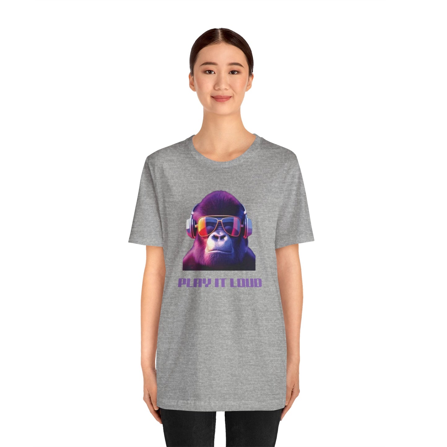 Unisex Jersey Short Sleeve Tee, gorilla tshirt, music tshirt, monkey shirt, play it loud, funny shirt, rocker tshirt