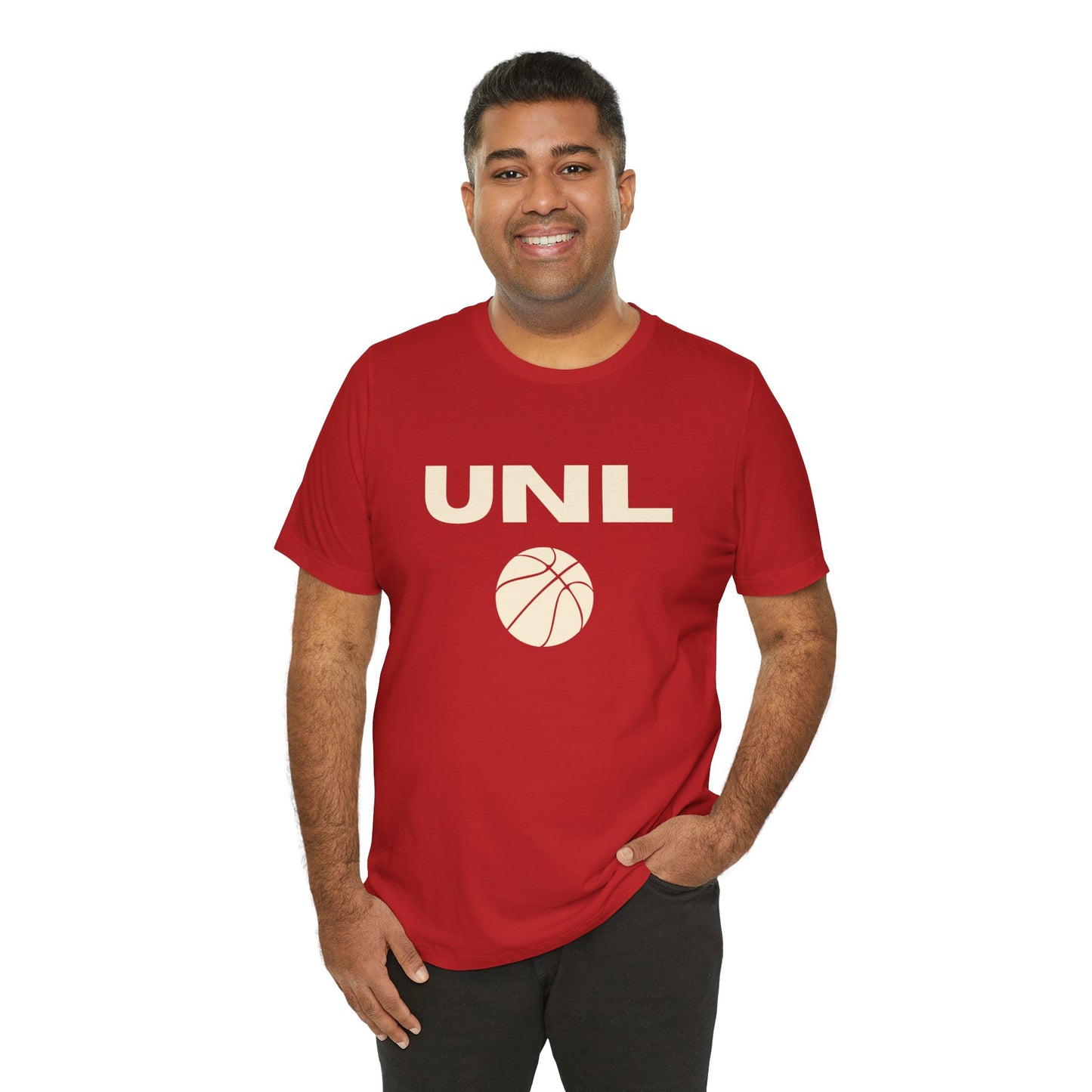 UNL Basketball T-Shirt | University Basketball Graphic Tee | College Hoops Fan Shirt | Red UNL Sportswear Unisex Short Sleeve Tee