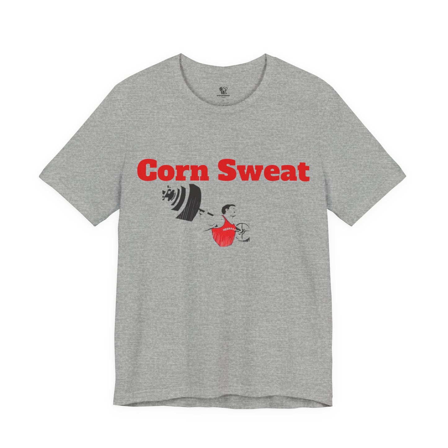 Corn Sweat T-Shirt | Nebraska Cornhuskers Gym Tee | Husker Workout Shirt | Funny Cornhusker Football & Fitness Graphic Tee